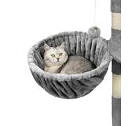 lionto Lying trough made of soft plush for scratching post, Ø 40 cm, 25 cm deep, cozy sleeping trough for any cat tree with M8 thread, sturdy metal frame for small and large cats, light grey