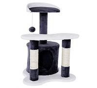 lionto Cat Tree with Cave & Scratching Posts, Height 65 cm, Grey/White