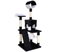 lionto Cat Tree with Hammock, Tunnel, Sisal, Height 133 cm, Black/White