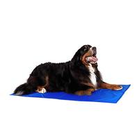 lionto Cooling mat for dogs & cats, self-cooling pet mat provides freshness on warm days, 120x80 cm, foldable cooling blanket without electricity, cooling through body contact, easy to clean, blue