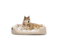 lionto Dog Basket with Fluffy Reversible Cushion, 110 x 80 cm, Beige