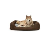 lionto Dog Basket with Fluffy Reversible Cushion, 110 x 80 cm, Brown