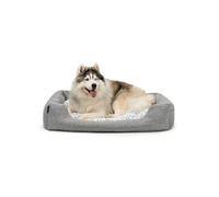 lionto Dog Basket with Fluffy Reversible Cushion, 110 x 80 cm, Grey