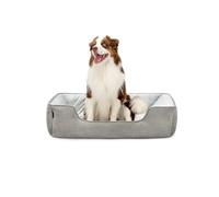 lionto Dog bed 2-in-1 with comfortable entry, cuddly pet bed for dogs and cats that can be turned, 110x80 cm, dog cushion in easy-care suede look, grey