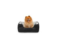 lionto Dog bed 2-in-1 with comfortable entry, cuddly pet bed for dogs and cats that can be turned, 60x50 cm, dog cushion in easy-care suede look, black/grey