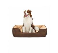 lionto Dog bed 2-in-1 with comfortable entry, cuddly pet bed for dogs and cats that can be turned, 110x80 cm, dog cushion in easy-care suede look, brown/beige