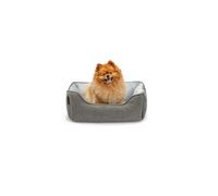 lionto Dog bed 2-in-1 with comfortable entry, cuddly pet bed for dogs and cats that can be turned, 60x50 cm, dog cushion in easy-care suede look, grey