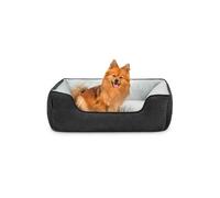 lionto Dog bed 2-in-1 with comfortable entry, cuddly pet bed for dogs and cats that can be turned, 80x60 cm, dog cushion in easy-care suede look, black/grey