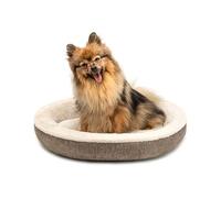lionto Dog Bed Round Donut Shape, Dog Cushion, Cat Bed Ø 55 cm, Brown