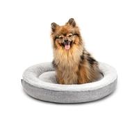 lionto Dog Bed Round Donut Shape, Dog Cushion, Cat Bed, Ø 55 cm, Grey | Round pet bed with soft padding, washable cover, raised rim and non-slip base for dogs, cats and relaxed restful sleep