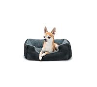 lionto Dog Bed with Reversible Cushion, Dog Basket, 50 x 37 cm, Black | Durable pet bed with removable reversible cushion, non-slip base and soft lying surface for dogs and cats, for restful sleep