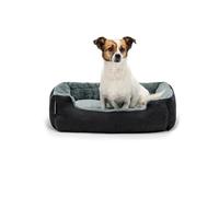 lionto Dog bed with reversible pillow and non-slip underside, robust pet cushion with low entry for dogs and cats of all ages, 60x48 cm, cuddly dog bed, black/grey