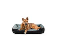 lionto Dog bed with reversible pillow and non-slip underside, robust pet cushion with low entry for dogs and cats of all ages, 90x70 cm, cuddly dog bed, black/grey