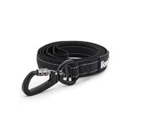 lionto Dog Lead, 120 cm, Rubberised Lead with Hand Loop and 360° Metal Carabiner with Safety Clasp, Reflective Dog Lead Made of Robust, Weatherproof Nylon, Black