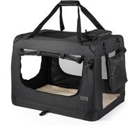 lionto Dog transport box foldable for 60 cm L x 42 W x 44 H, Black