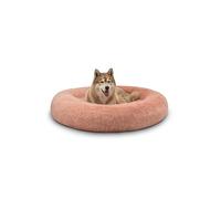 lionto Donut bed for dogs and cats, fluffy round dog bed for small and large pets, Ø 120 cm, soft cat bed made of cuddly plush, dog cushion with extra thick filling, pink