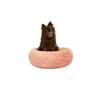 lionto Donut bed for dogs and cats, fluffy round dog bed for small and large pets, Ø 40 cm, soft cat bed made of cuddly plush, dog cushion with extra thick filling, pink