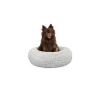 lionto Donut bed for dogs and cats, fluffy round dog bed for small and large pets, Ø 40 cm, soft cat bed made of cuddly plush, dog cushion with extra thick filling, light grey