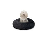 lionto Donut bed for dogs and cats, fluffy round dog bed for small and large pets, Ø 50 cm, soft cat bed made of cuddly plush, dog cushion with extra thick filling, dark grey