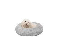 lionto Donut bed for dogs and cats, fluffy round dog bed for small and large pets, Ø 50 cm, soft cat bed made of cuddly plush, dog cushion with extra thick filling, light grey