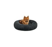 lionto Donut bed for dogs and cats, fluffy round dog bed for small and large pets, Ø 60 cm, soft cat bed made of cuddly plush, dog cushion with extra thick filling, dark grey