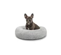 lionto Donut bed for dogs and cats, fluffy round dog bed for small and large pets, Ø 70 cm, soft cat bed made of cuddly plush, dog cushion with extra thick filling, light grey