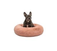 lionto Donut bed for dogs and cats, fluffy round dog bed for small and large pets, Ø 70 cm, soft cat bed made of cuddly plush, dog cushion with extra thick filling, pink