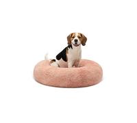 lionto Donut bed for dogs and cats, fluffy round dog bed for small and large pets, Ø 80 cm, soft cat bed made of cuddly plush, dog cushion with extra thick filling, pink