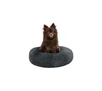 lionto Donut Bed for Dogs and Cats, Round Dog Bed, Ø 40 cm, Dark Grey | Fluffy pet bed with raised rim, soft lying surface, extra thick filling and non-slip base for dogs, cats and puppies