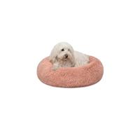 lionto Donut bed for dogs and cats, fluffy round dog bed for small and large pets, Ø 50 cm, soft cat bed made of cuddly plush, dog cushion with extra thick filling, pink