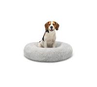 lionto Donut Bed for Dogs and Cats, Round Dog Bed, Ø 80 cm, Light Grey | Fluffy pet bed with raised rim, soft lying surface, extra thick filling and non-slip base for dogs, cats and puppies