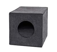 lionto Cat cave made of sturdy felt suitable for shelves & other shelving systems, 33x37x33 cm, cat bed foldable in cube shape, free-standing, easy-care, with cozy cushion, dark grey