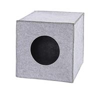 lionto Cat cave made of sturdy felt suitable for shelves & other shelving systems, 33x37x33 cm, cat bed foldable in cube shape, free-standing, easy-care, without cozy cushion, light grey