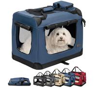 lionto Foldable Dog Crate for Travel and Car, 60 x 42 x 44 cm, Blue