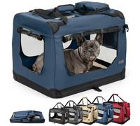 lionto Foldable Dog Crate for Travel and Car, 70 x 52 x 50 cm, Blue