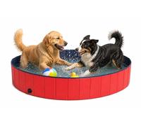 lionto Foldable Dog Pool, Scratch-resistant PVC, Ø 120 cm, Height 30 cm | Foldable paddling pool with anti-slip base, drain valve and PVC walls for cooling, bathing and outdoor summer play days