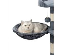 lionto Lying trough made of soft plush for scratching post, Ø 40 cm, 15 cm deep, cozy sleeping trough for any cat tree with M8 thread, sturdy metal frame for small and large cats, dark grey
