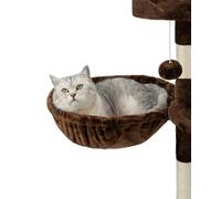 lionto Lying trough made of soft plush for scratching post, Ø 40 cm, 15 cm deep, cozy sleeping trough for any cat tree with M8 thread, sturdy metal frame for small and large cats, brown