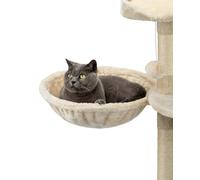 lionto Lying trough made of soft plush for scratching post, Ø 40 cm, 15 cm deep, cozy sleeping trough for any cat tree with M8 thread, sturdy metal frame for small and large cats, beige