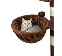 lionto Lying trough made of soft plush for scratching post, Ø 40 cm, 25 cm deep, cozy sleeping trough for any cat tree with M8 thread, sturdy metal frame for small and large cats, brown