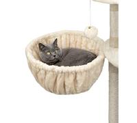 lionto Lying trough made of soft plush for scratching post, Ø 40 cm, 25 cm deep, cozy sleeping trough for any cat tree with M8 thread, sturdy metal frame for small and large cats, beige