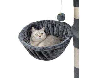 lionto Lying trough made of soft plush for scratching post, Ø 40 cm, 25 cm deep, cozy sleeping trough for any cat tree with M8 thread, sturdy metal frame for small and large cats, dark grey