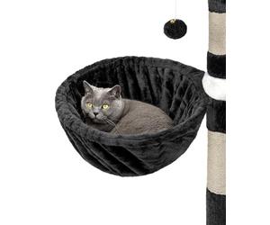 lionto Lying trough made of soft plush for scratching post, Ø 40 cm, 25 cm deep, cozy sleeping trough for any cat tree with M8 thread, sturdy metal frame for small and large cats, black