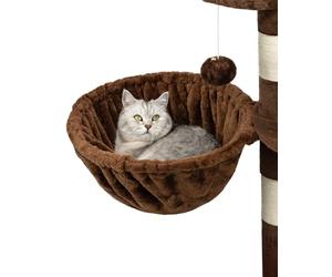 lionto Lying trough made of soft plush for scratching post, Ø 40 cm, 25 cm deep, cozy sleeping trough for any cat tree with M8 thread, sturdy metal frame for small and large cats, brown