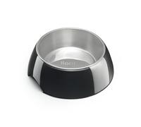 lionto Melamine Bowl with Non-Slip Base, Removable Bowl 210ml Stainless Steel Sturdy and Odourless, Easy to Clean, Ergonomic Design for Dogs and Cats, Black