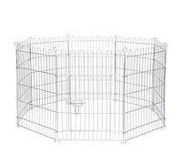 lionto Outdoor Enclosure for Rabbits Made of Robust Metal, 59 x 78 cm, Expandable Outdoor Enclosure for Small Animals with Ground Spikes, Includes Door with Locking and Protective Net,
