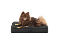 lionto Orthopaedic Dog Bed, 60 x 40 x 8 cm, Robust Dog Cushion with Soft Plush, Removable & Washable Cover, Water-Repellent, Suitable for Small and Large Dogs + Cats, Black