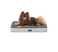 lionto Orthopaedic Dog Bed, 60 x 40 x 8 cm, Robust Dog Cushion with Soft Plush, Removable & Washable Cover, Water-Repellent, Suitable for Small and Large Dogs and Cats, Grey