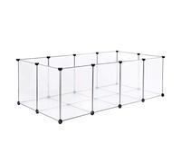 lionto Outdoor enclosure for rabbits made of easy-care plastic, 145x74x47 cm, expandable cage for small animals with base plate, simple plug-in system & easy to clean, for indoor & outdoor use