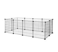 lionto Outdoor enclosure for rabbits made of robust metal, 144x74x46 cm, expandable cage for small animals, simple plug-in system & easy to clean, for indoor & outdoor use